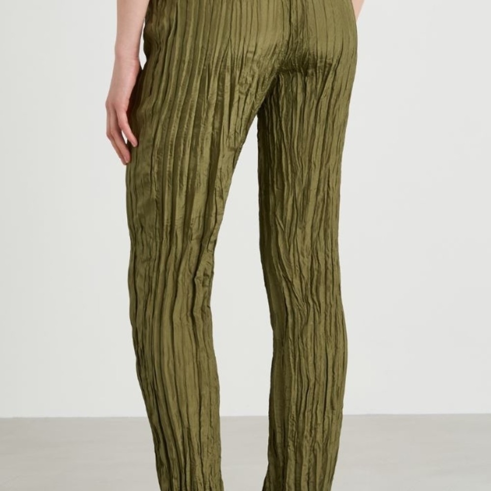 NWOT Zara Golden Textured Wrinkly with Leaves Details Wide Leg